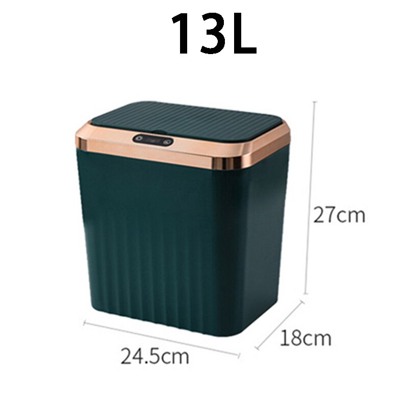 Smart Sensor Trash Can Electronic Automatic Dustbin Waste Bin Rubbish Can Garbage Storage Bucket for Bathroom Toilet Kitchen: Green