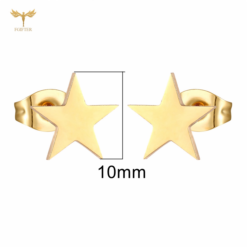 12 pares de pendientes de estrella para mujer y hombre, joyería para Piercing en la oreja, conjunto de pendientes de tuerca de acero inoxidable, , de de reventa: Bañado en rodio de imitación