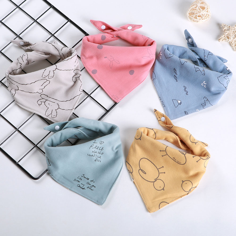 5 Stks/partij Slabbers Driehoek Dubbele Katoen Slabbetjes Cartoon Print Speeksel Handdoek Baby Jongens Meisjes Voeden Schort Katoen Bandana Slabbetjes