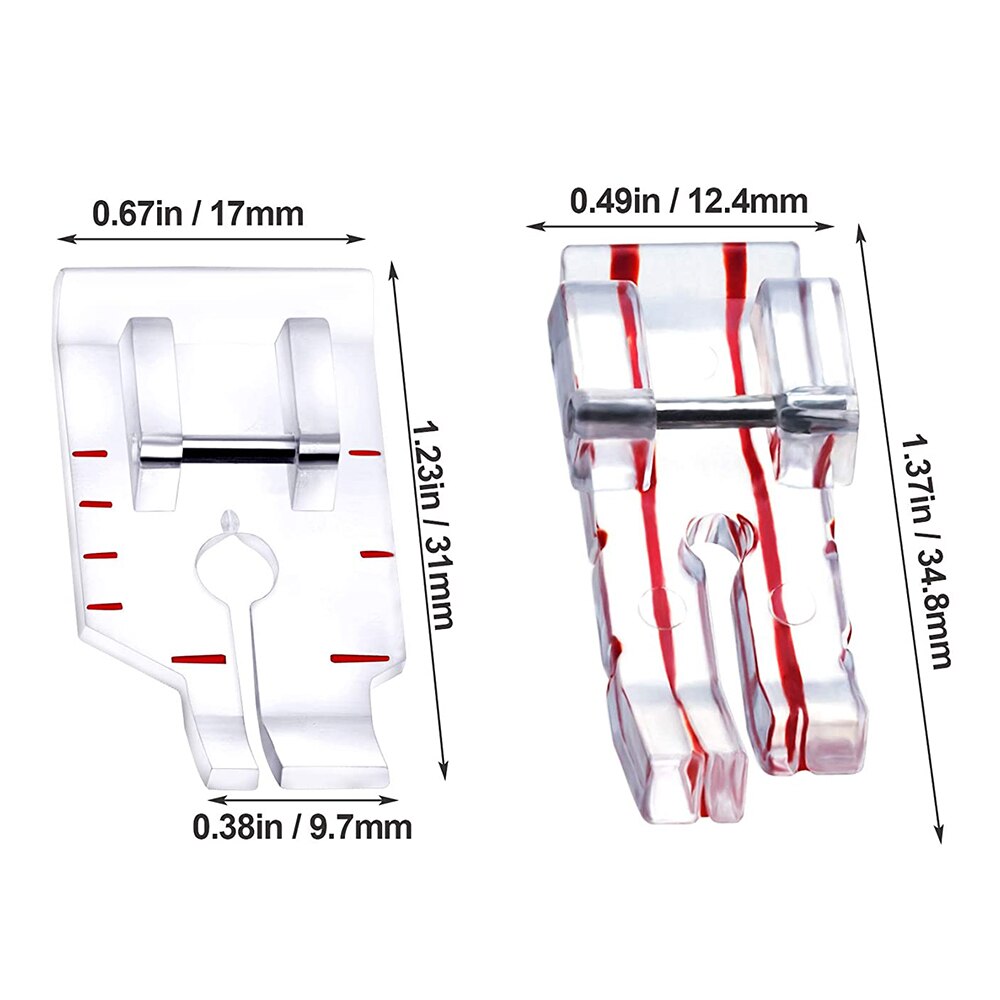 2Pcs 1/4" Quilting Presser Feet Sewing Machine Presser Foot Plastic Border Guide Presser Foot for Home Low Shank Sewing Machines
