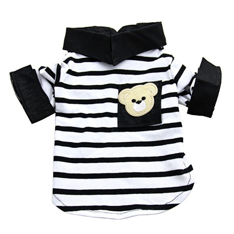 Dog Striped shirt Summer Pet Clothes Comfortable Cotton Dog Clothes Black and White Stripes Small Pet T shirt P