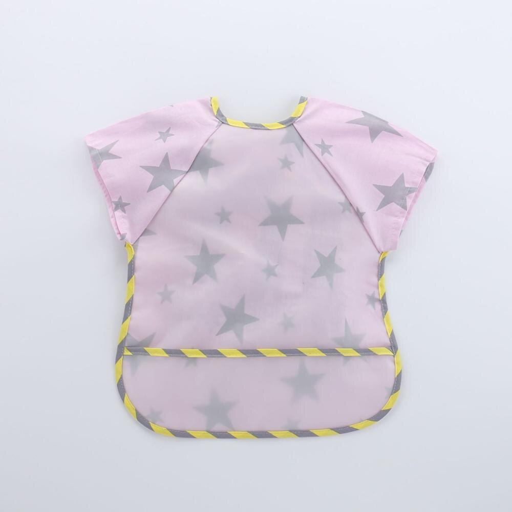 Bavoirs imprimés imperméables pour bébés, tablier à manches courtes avec fermeture arrière à crochet et boucle: pink star