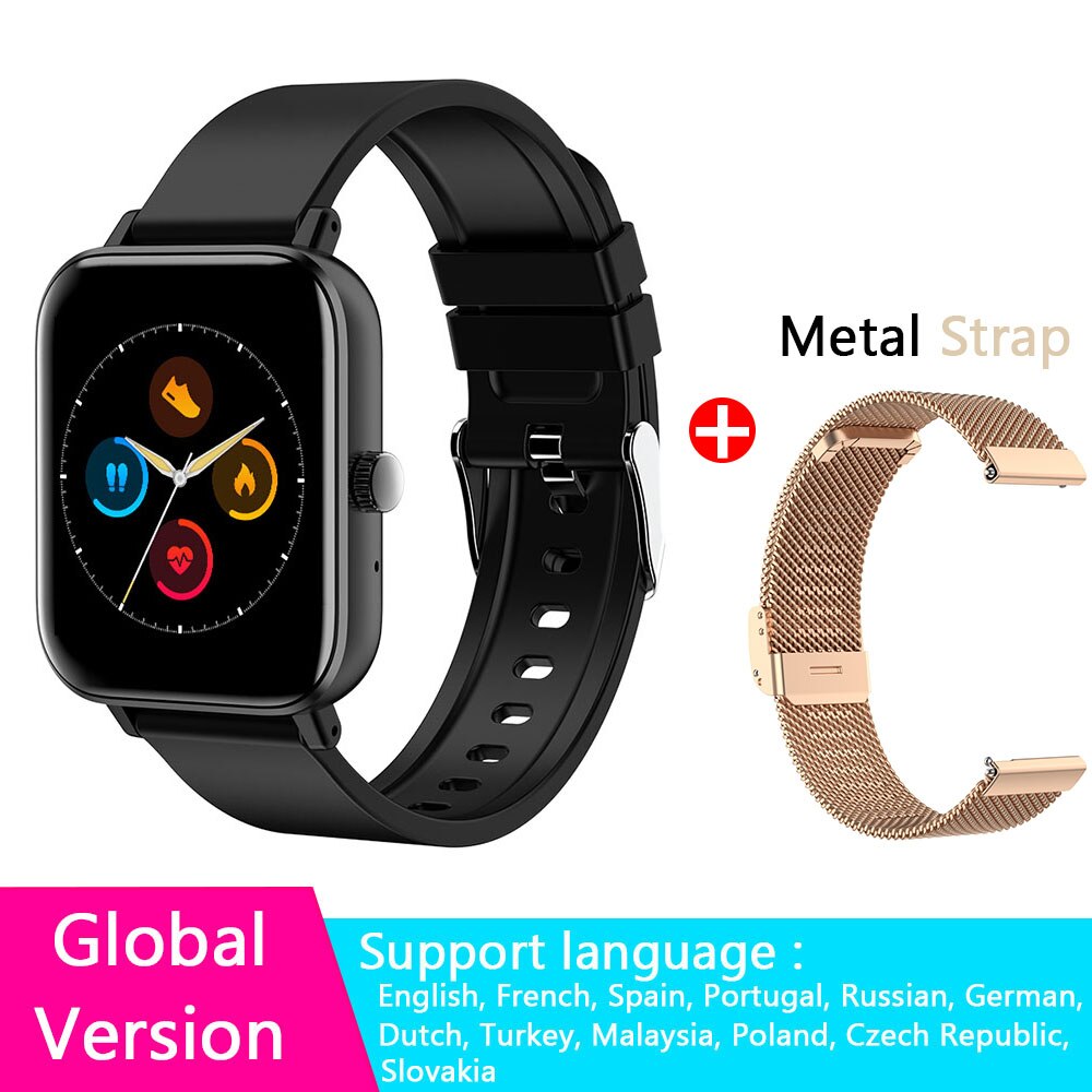 Smartwatch Men Bluetooth Call 1.72inch Full Touch Fitness Tracker Blood Pressure Clock Women Smart Watch for Xiaomi PK GTS Band: Set metal D