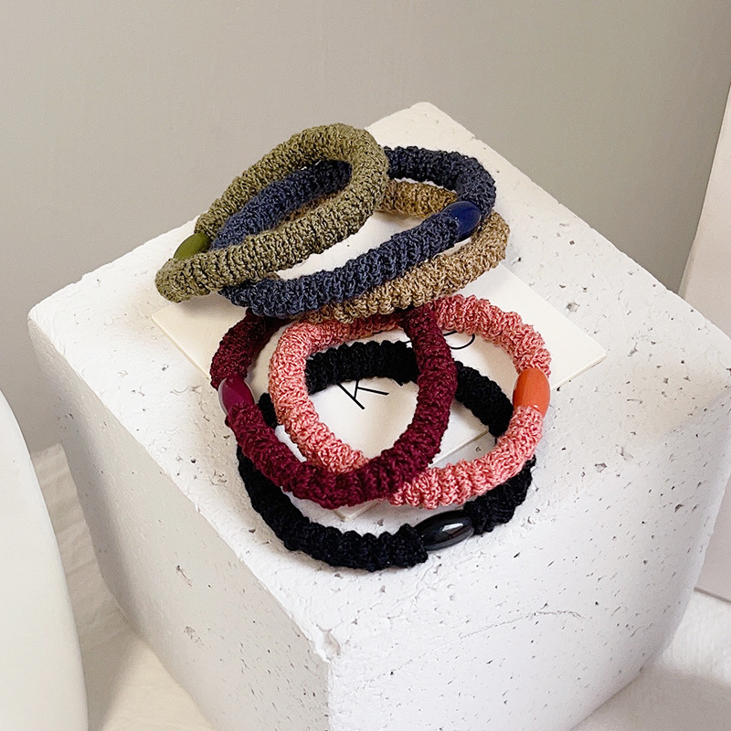 5 pz/pacco di base Spessore Intrecciato Fasce Elastiche per Capelli Semplice Elastico coda di Cavallo Corda Nero Marrone Cravatta Dei Capelli fascia per Le Donne Ragazze