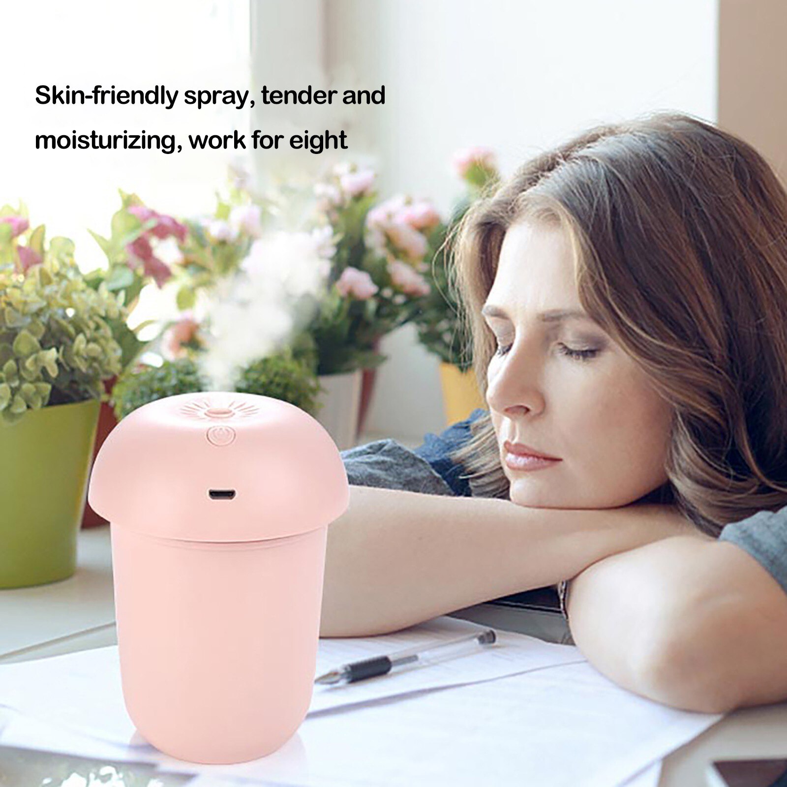 Humidificador de aire ultrasónico con Nano pulverizador, difusor de Aroma esencial, silencioso, con batería de larga duración, para el hogar, 4 #: Pink 