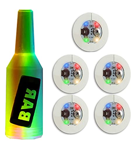 5 stücke einstellen führte leuchtende Untersetzer leuchten Glas Trink flasche Tasse matt für Partys Hochzeiten Bar Weihnachten Heimat Kneipe: MULTI