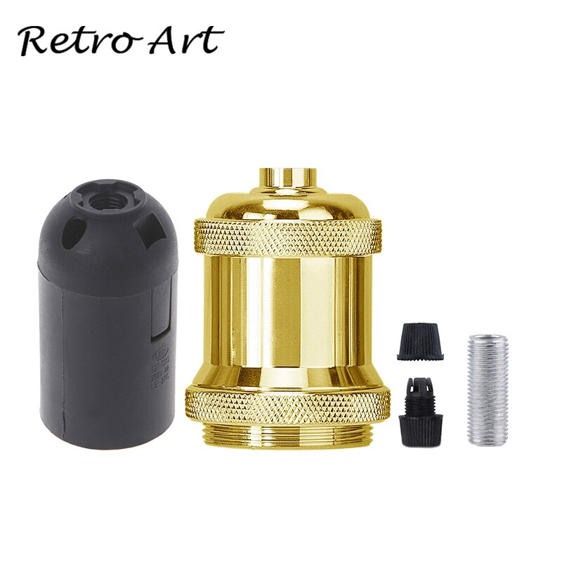 E26/E27 Screw Light Bulb Socket Edison Retro Pendant Lamp Holder: Golden / e27