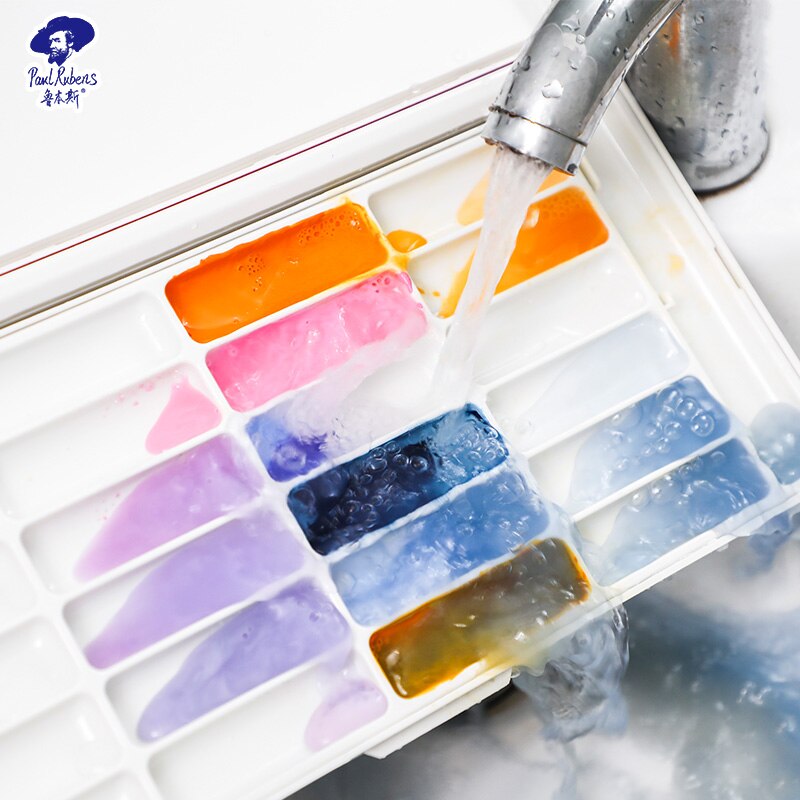 Paul Rubens aquarelle couleur hydratante boîte en plastique grande capacité Palette de couleurs détachable pour fournitures d'art