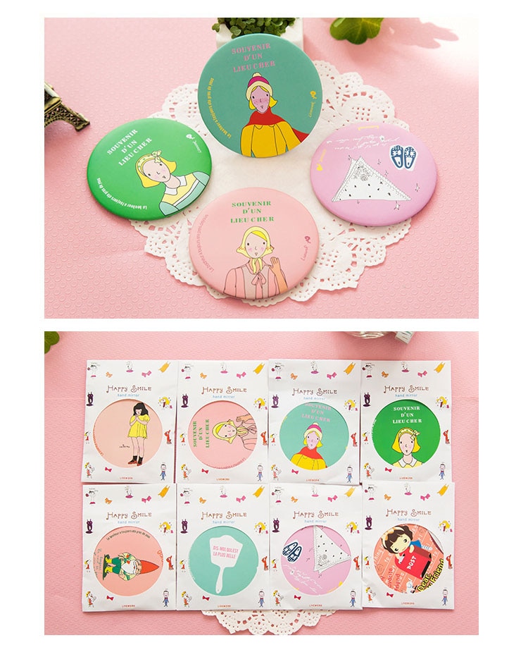 Mini Makeup Compact Pocket Floral Mirror Portable Make Up Mirror Girls Cosmetic Mirrors For