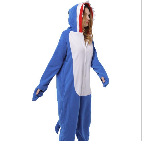 Blauwe Haai pyjama Polar Fleece Cosplay Kostuum Vrouwen Adult Fancy Leuke Dier Onepiece Warm Winter Party: XL