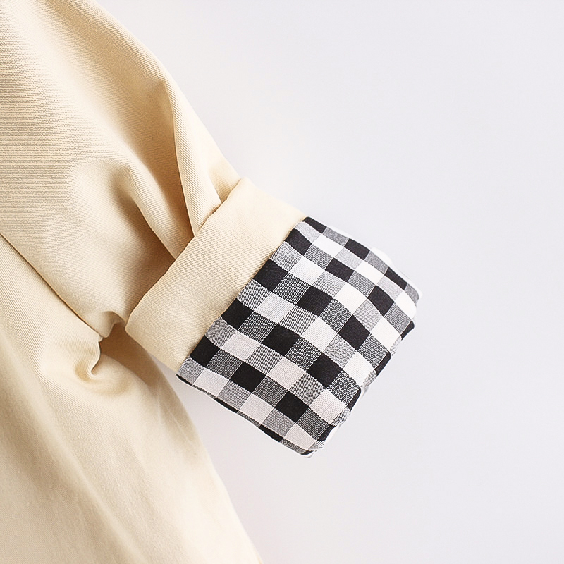 Patpat Peuter Jongen 100% Katoen Knop Plaid Gevoerd Hooded Trenchcoat