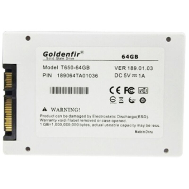 Goldenfir SSD 32GB 64GB 120GB 128GB 240GB 480GB SSD 2,5 Festplatte Festplatte Disc solid State Festplatten 2,5 "Interne SSD Festplatte: 64GB White