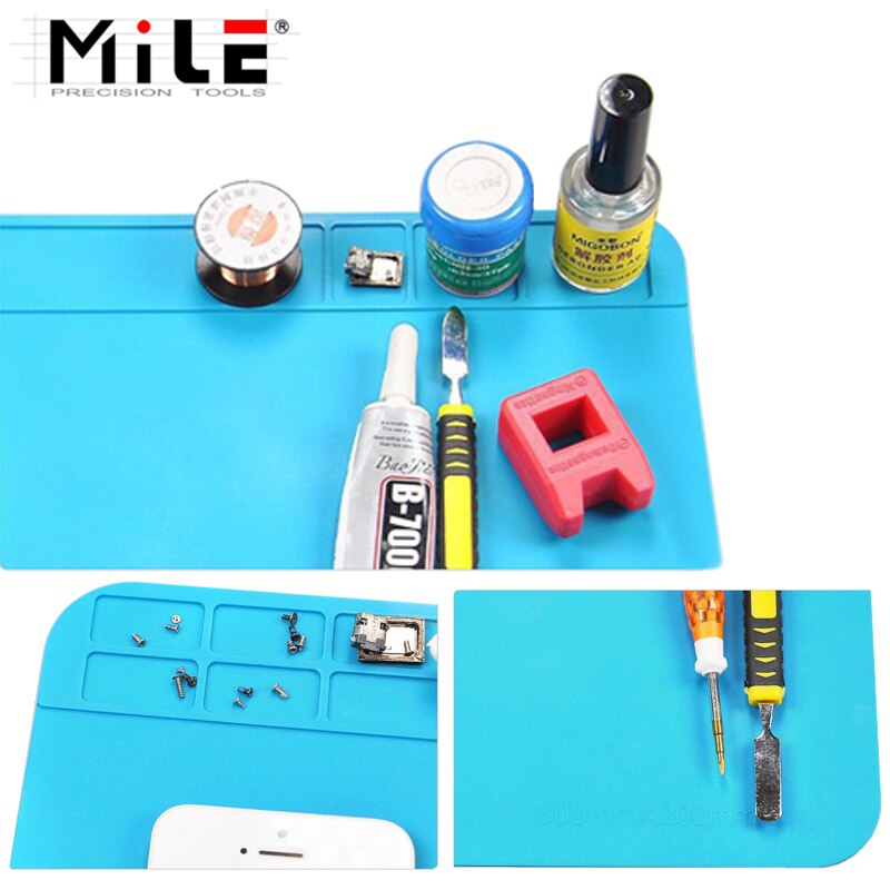 mile 30x20cm Heat Insulation Silicone Pad Mobile Phone Computer Repair Disassembly Work Station Desktop Mat Repair tool part