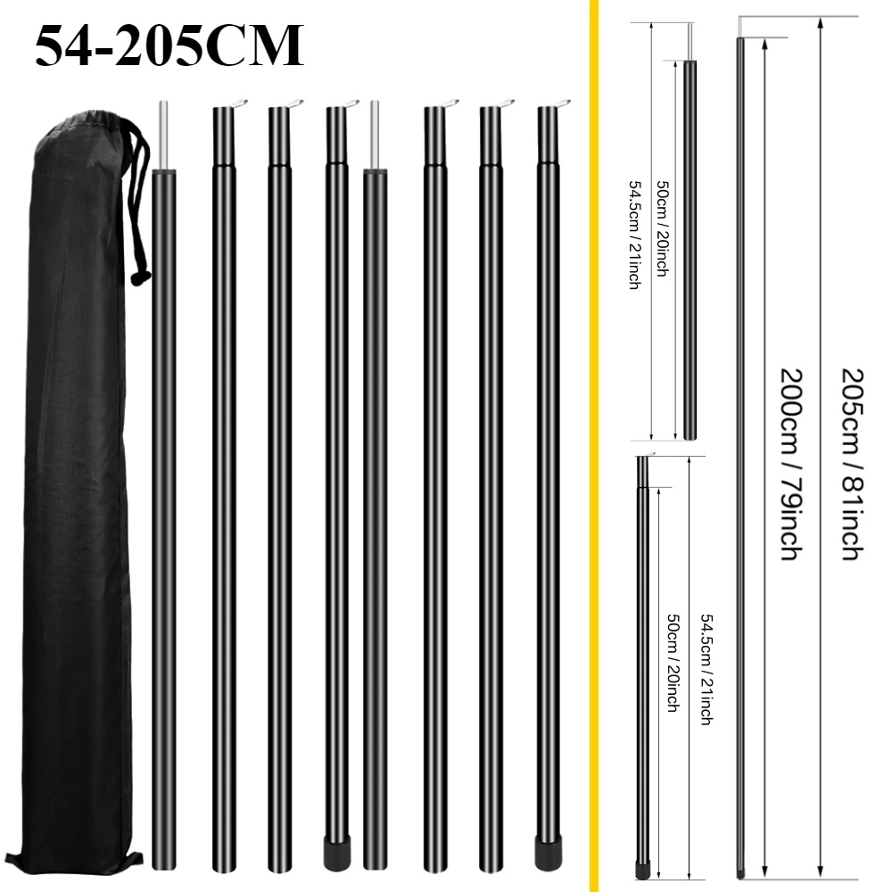 Zestaw 2 masztów namiotowych robić plandeki Regulowane maszty kempingowe Składany maszt namiotowy robić wędrówek z plecakiem Markiza Namiot Schronienie: Niebieski