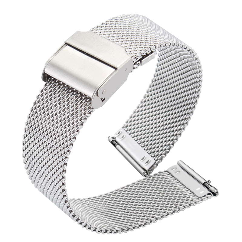 Correa de reloj de malla de 22mm para Huami Amazfit GTR 4 3 Pro 2 2e Bip 5 pulsera milanesa correa de muñeca para cierre GTR 47mm Pace Stratos: Plata / 21mm