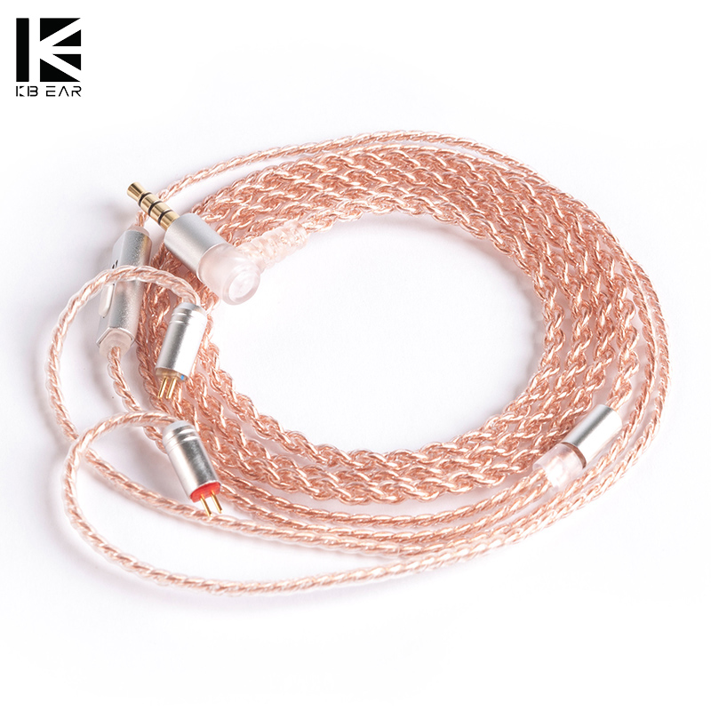 KBEAR 4 Core cuivre mise à niveau câble d'écouteurs 2PIN/QDC/MMCX/TFZ écouteurs connecteur pour KBEAR KB06 KZ ZSN PRO casque HIFI casque