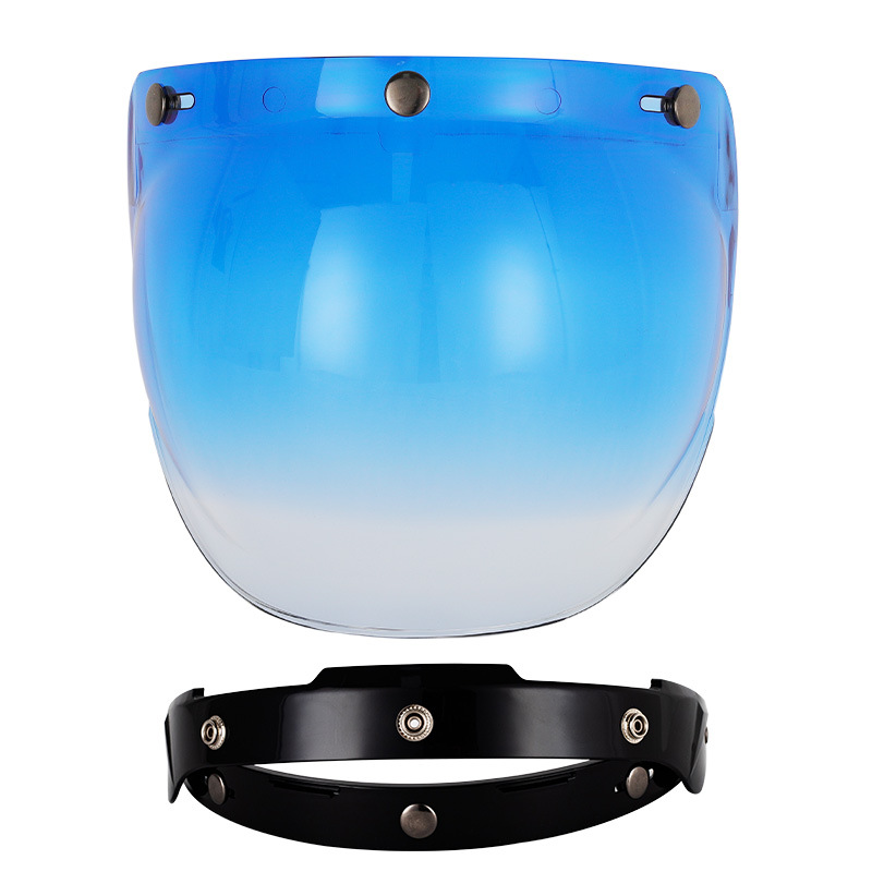 Motorhelm Retro Helm Halve Helm Bubble Spiegel Drie Knop Veiligheid Winddichte Lens met Beugel Set Visera Accessoires: Goud