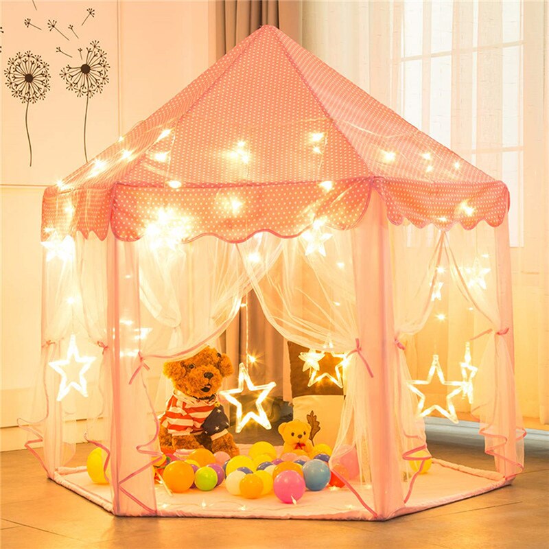 Schermo esagonale per bambini Play House pieghevole Pop-up Indoor Outdoor tenda per bambini Toy House Princess Castle decorazioni per bambini