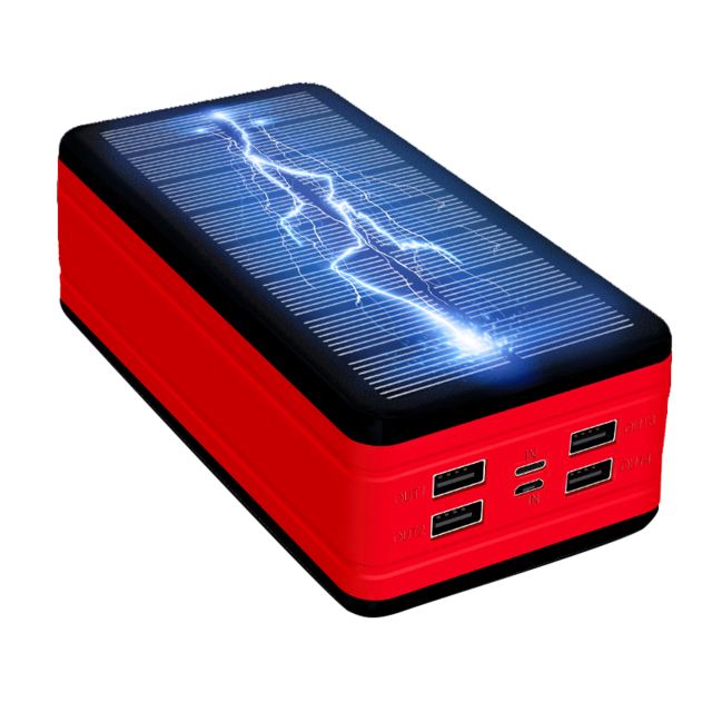 99000mAh Solar Wireless Power Bank Large Capacity Portable Charger LED Waterproof Outdoor Poverbank for Iphone Xiaomi Samsung: Solar Red