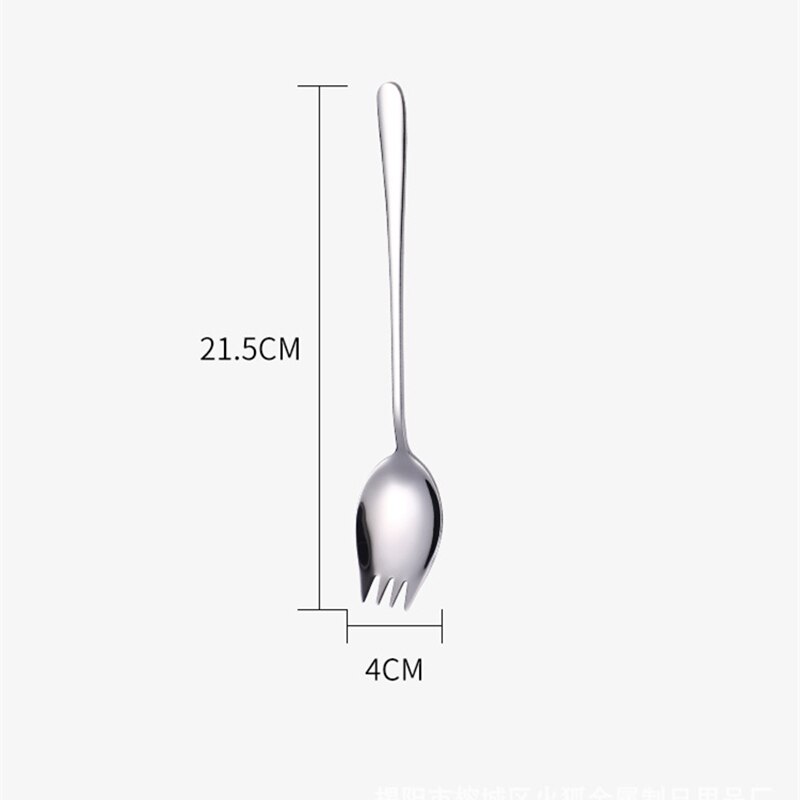 2Pcs Fork Spoon 2 In 1 Multi-function Camping Tableware Stainless Steel Cutlery Salad Spoons Unique Spoons Gold Dessert Spoon