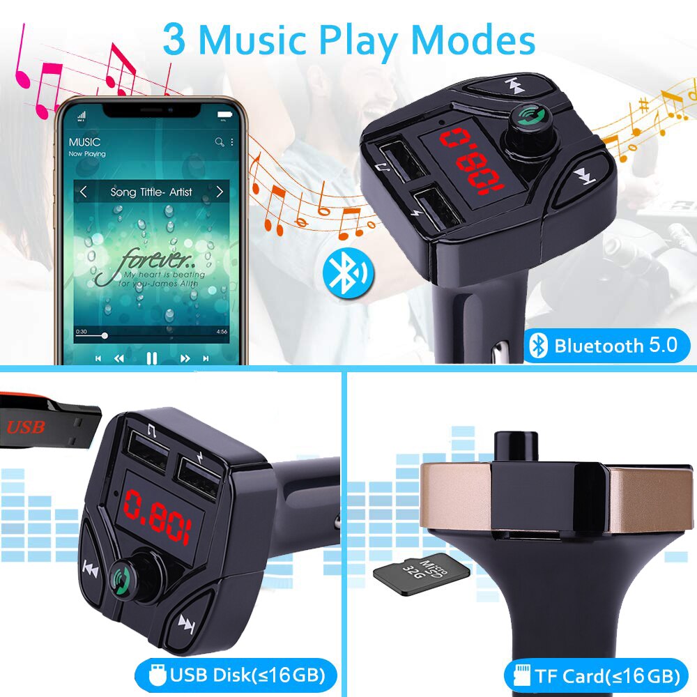 Bluetooth A2DP Handsfree Car Kit Draadloze Fm-zender 3.1A Quick Charge Dual USB Charger LCD TF Card Auto MP3 Speler modulator