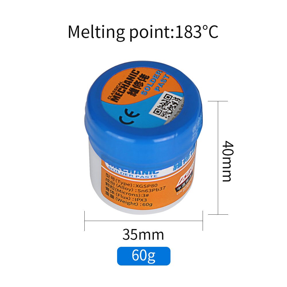Solder Paste Flux Tin Paste Melting Point 138°C and 183°C Tin Sn63/Pb67 for Soldering Iron Circuit Board Repair BGA SMT Rework
