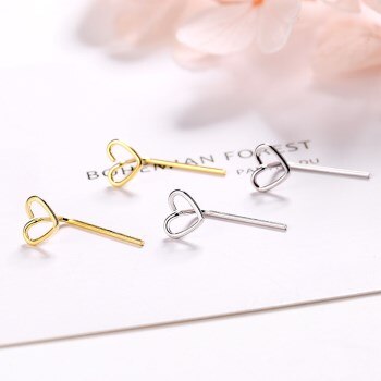 Best Sellers S925 Sterling Silver Simple Ins Love Ear Hook Female Sweet Girl Heart Hollow Heart-shaped Earrings for Women