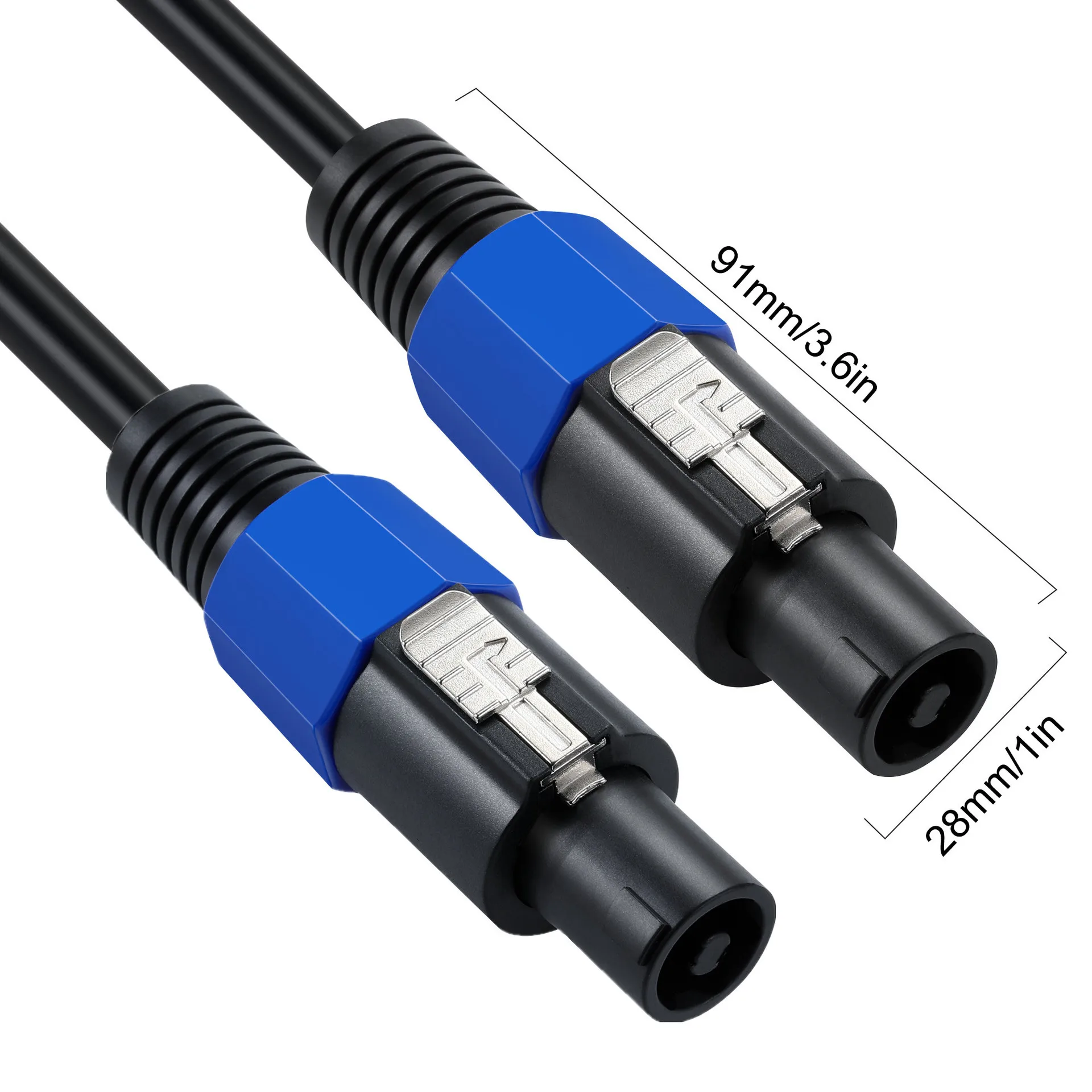 Speakon Mann-til-Mann Kabel 30m - Kobber - DJ Høyttalerkabel med Vrilås