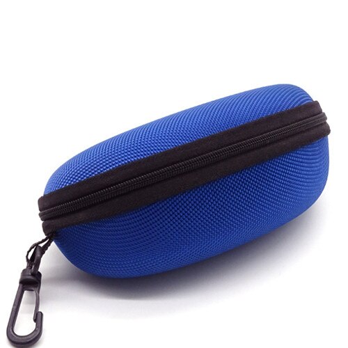 Gafas de sol con cremallera resistente a la presión, Estuche portátil duro, caja de anteojos, funda, bolsa, accesorios de viaje, bolsas de almacenamiento: Azul
