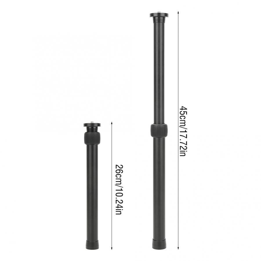 Universal 45cm Retractable All-metal Extension Rod for Camera Equipment with 1/4 Inch Screw Hole