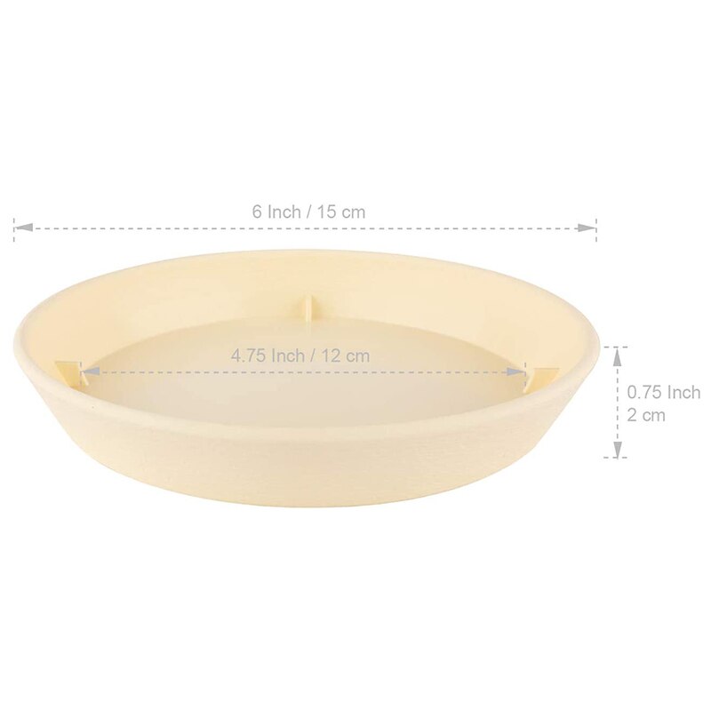 Plast blomsterpottefat 6 tommer beige 6 per sett blomsterpottebrett for saftige blomsterpotter