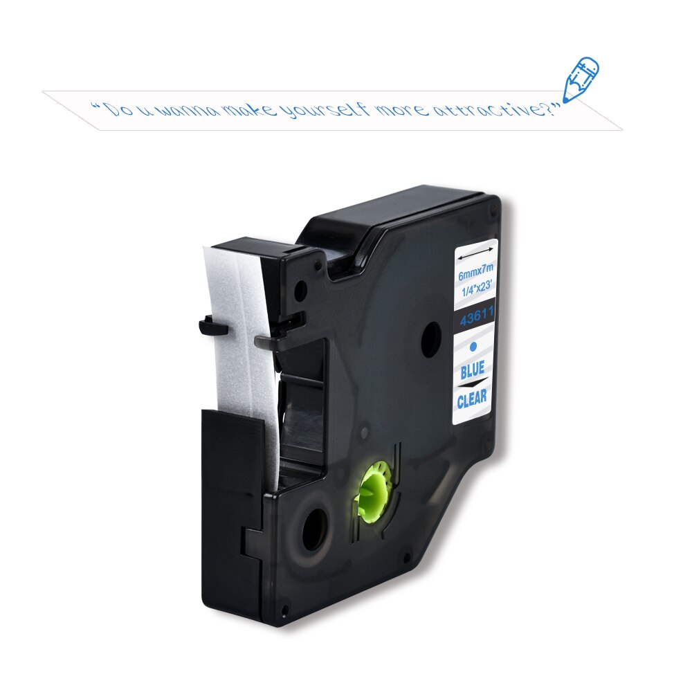 dymo d1 6mm 43611 blue on clear label tapes Ribbon compatible Dymo D1 label printer for Dymo Label Printer DYMO LM160 LM280