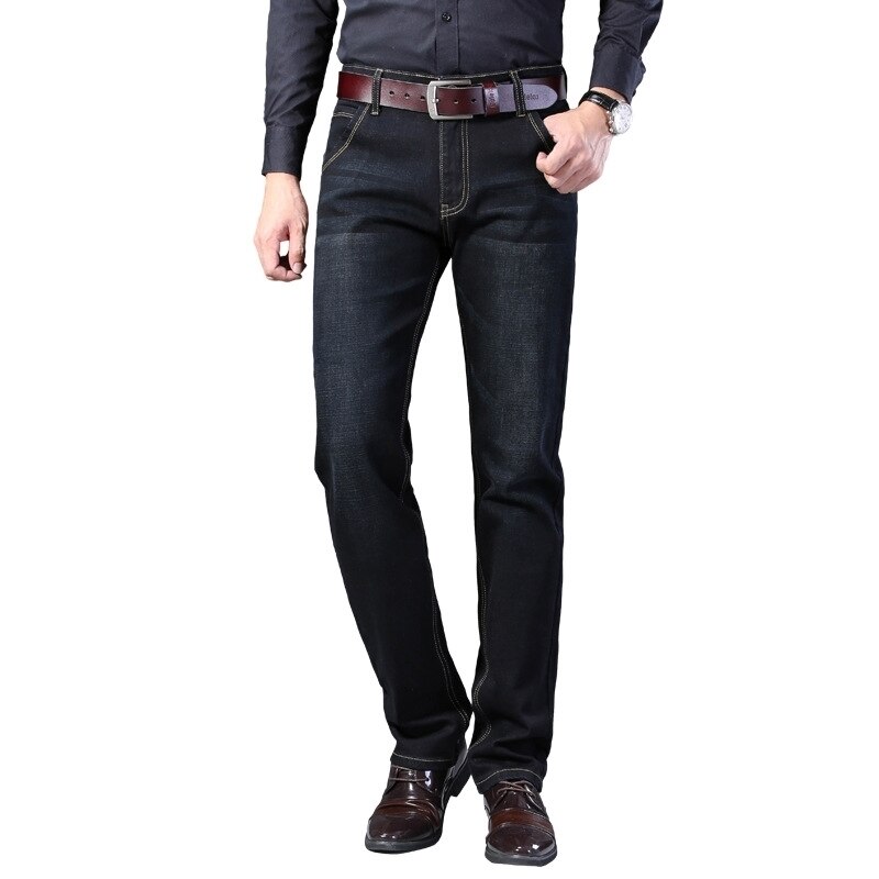 Herrjeans klassiska slim stretch vida jeans herr svart blå casual jeans herrjeans