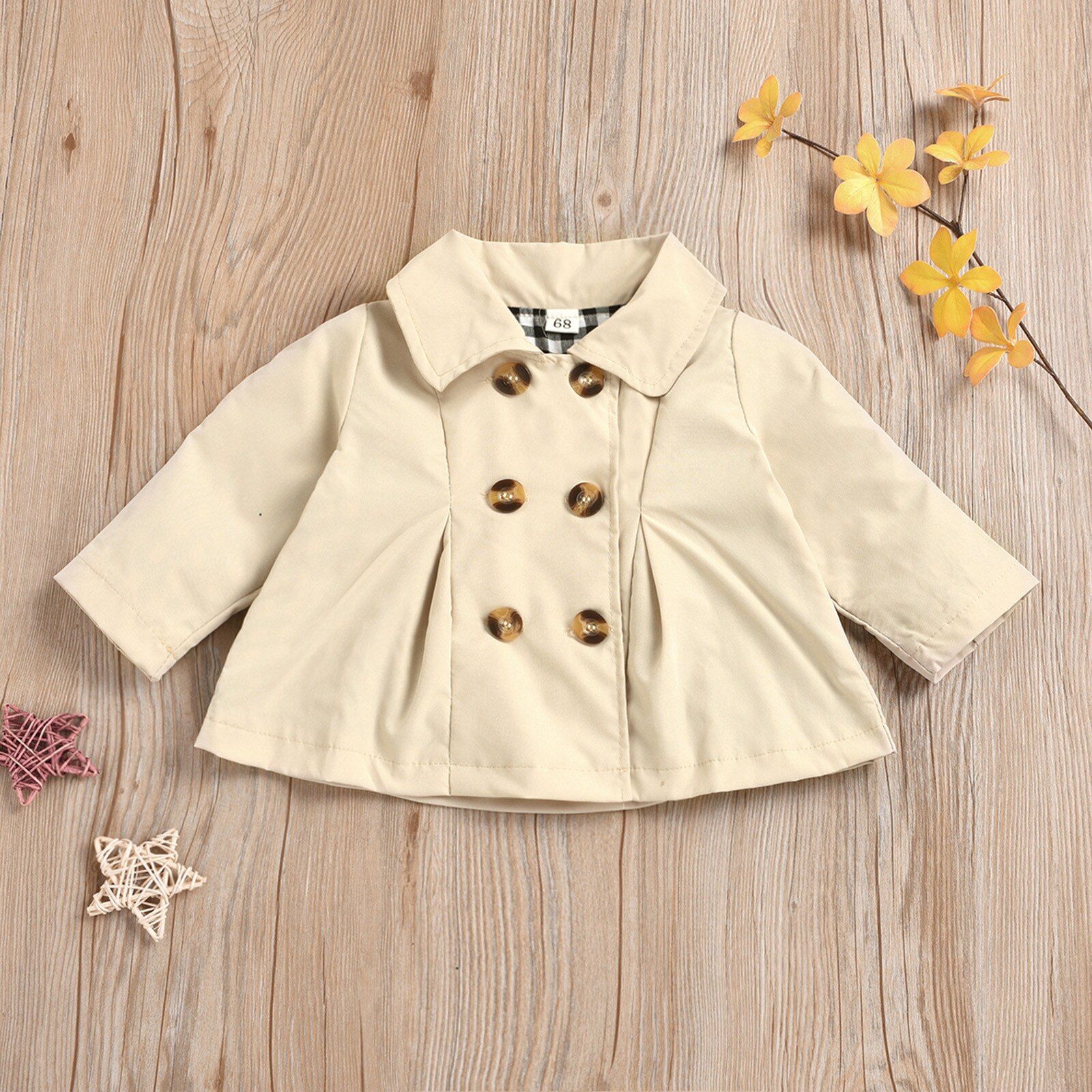 (3M-2T) giacca a vento autunnale per bambina moda giacca a vento a maniche lunghe doppio petto tinta unita antivento e calda