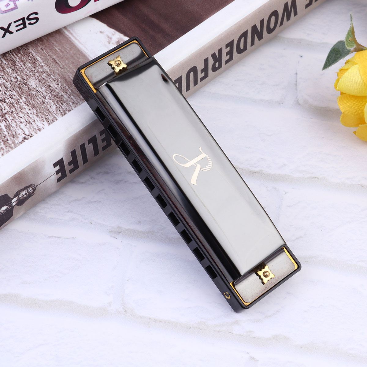 Armónica instrumento de música exquisito para estudiantes principiantes músicos (negro)