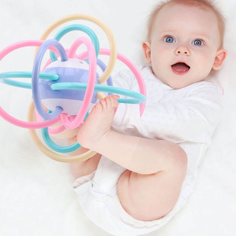 1Pcs Baby Grasp Balls Toy Colorful Circle Hand Bell Toys Baby Rattles Ball Hollow Sphere Newborn Infant Soft Teething Toys