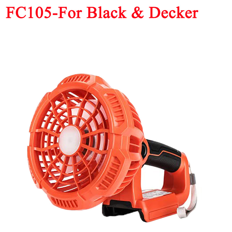 Tragbarer Campingventilator für Schwarz Decker, 20 V Akku, tragbarer Zeltventilator, 3 Geschwindigkeiten, 3 Modi, verstellbare LED-Leuchten mit Fernbedienung