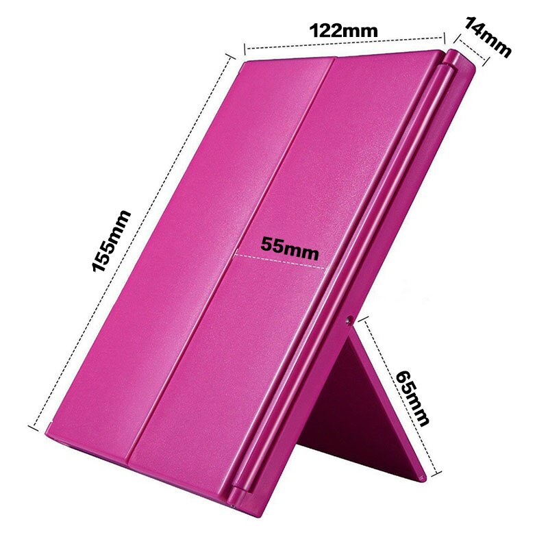 Portable Folding Makeup Mirrors Adjustable Tri-Fold 8 LED Lights Lighted Mirror Makeup Tools with Stand