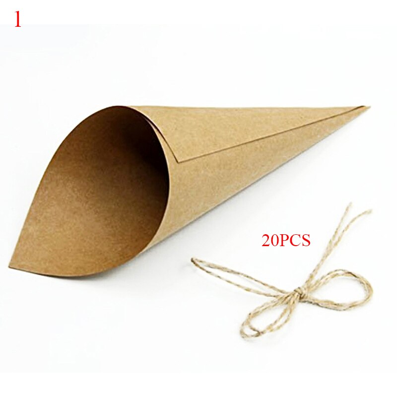 20pcs Wedding Confetti Cones White Lace Retro Kraft Paper Petals Candy Placed Natural Confetti Cones Wedding Party Decoration: 1