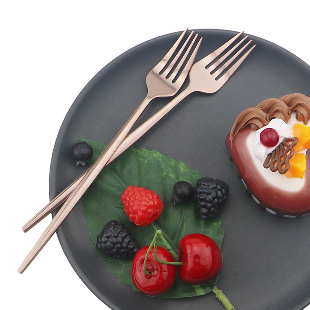 6 stk dessertgaffel farverig bestik lang skaft gaffel spejl bestik rustfrit stål køkkentilbehør mini kagegafler fest
