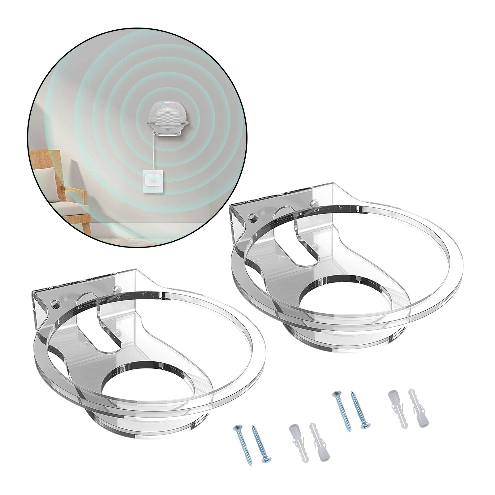 2 Stks/set Speaker Wall Mount Stand Voor Mini Speaker Beugel Muur Stand Muur Mount Plank Eenvoudig Installeren: clear