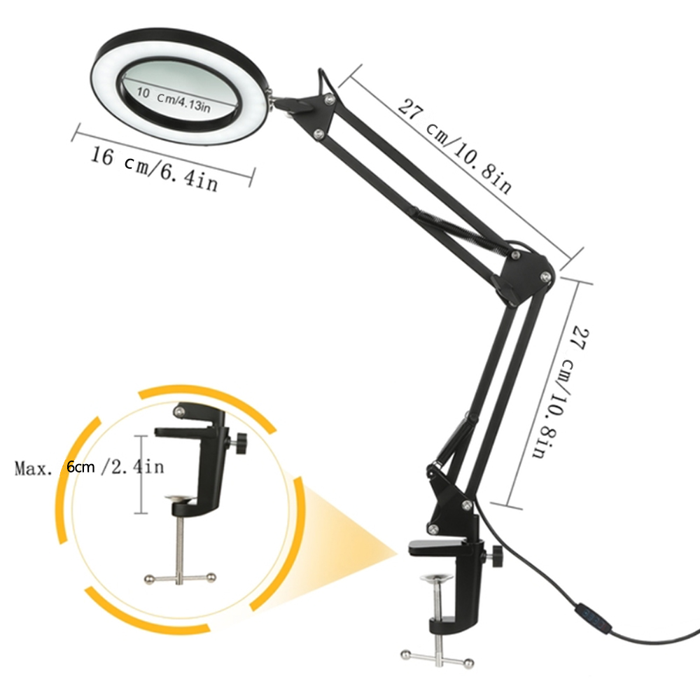 72 10x LED-leuchtlupe mit usb-anschluss und 3 farben, Ideal für lötkolbenreparaturen, als tischlampe oder hautpflege-werkzeug.: Beige