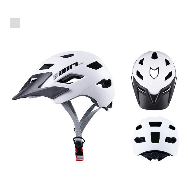 SUNRIMOON Cycling Helmet Unisex Safety Hat Sliding Scooter Balance MTB Bicycle Helmet With Rearlight Mountain Bike Kid Helmet: White