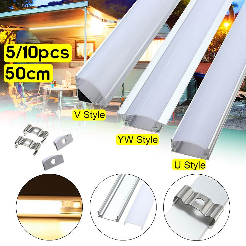 5/10 Pcs 50 Cm Aluminium Channel Houder U/V/Yw Drie Stijl Voor Led strip Licht Bar Onder Kast Lamp Keuken 1.8 Cm Breed