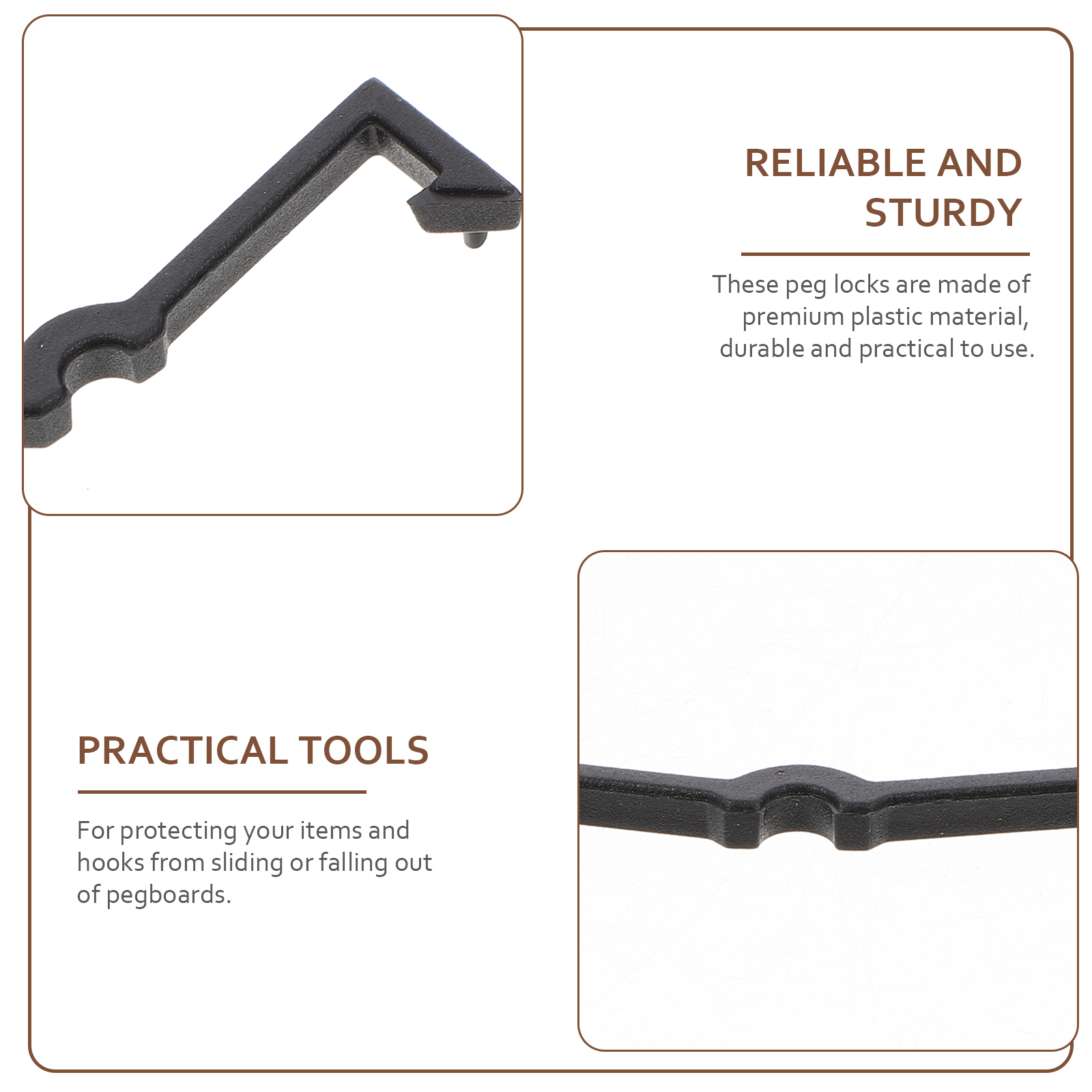 100pcs Black Pegboard Hook Plastic Peg Hook Fixer Pegboard Hook Organizer