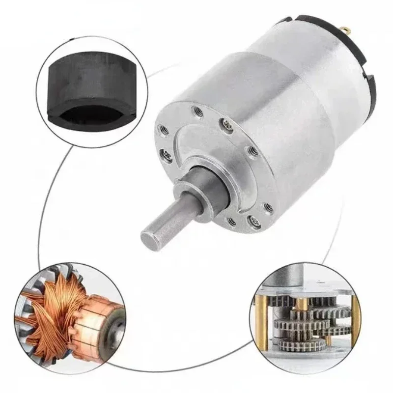 Moteur électrique à couple élevé, 37mm, 12V DC, 7 tr/min à 960 tr/min, boîte de vitesses, moteur à engrenages