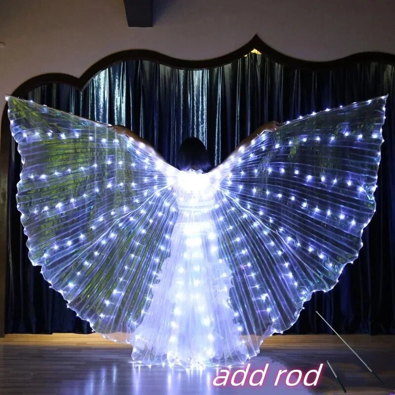 Angelodini LED Wings Adult Children Costume Cape Circus Led Light Luminous Costumes Party Show Led Isis Wings Dancewear: 3XS / Orange