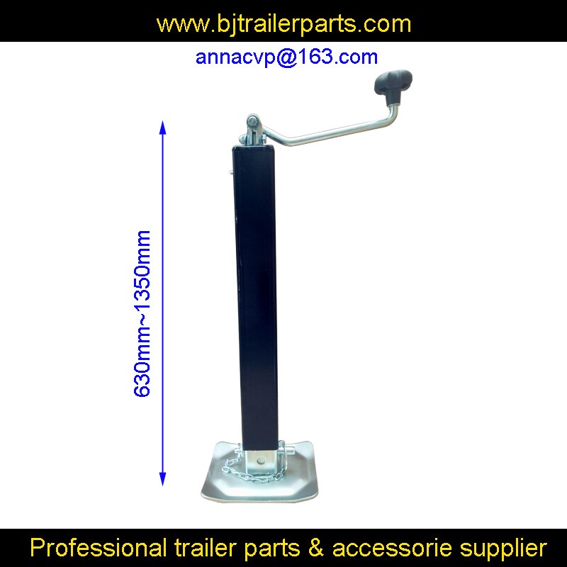 SQUARE TRAILER JACK W/ FOOTPLATE 8,000 lbs. ADJUST LEG TOPWIND - 15" LIFT trailer parts