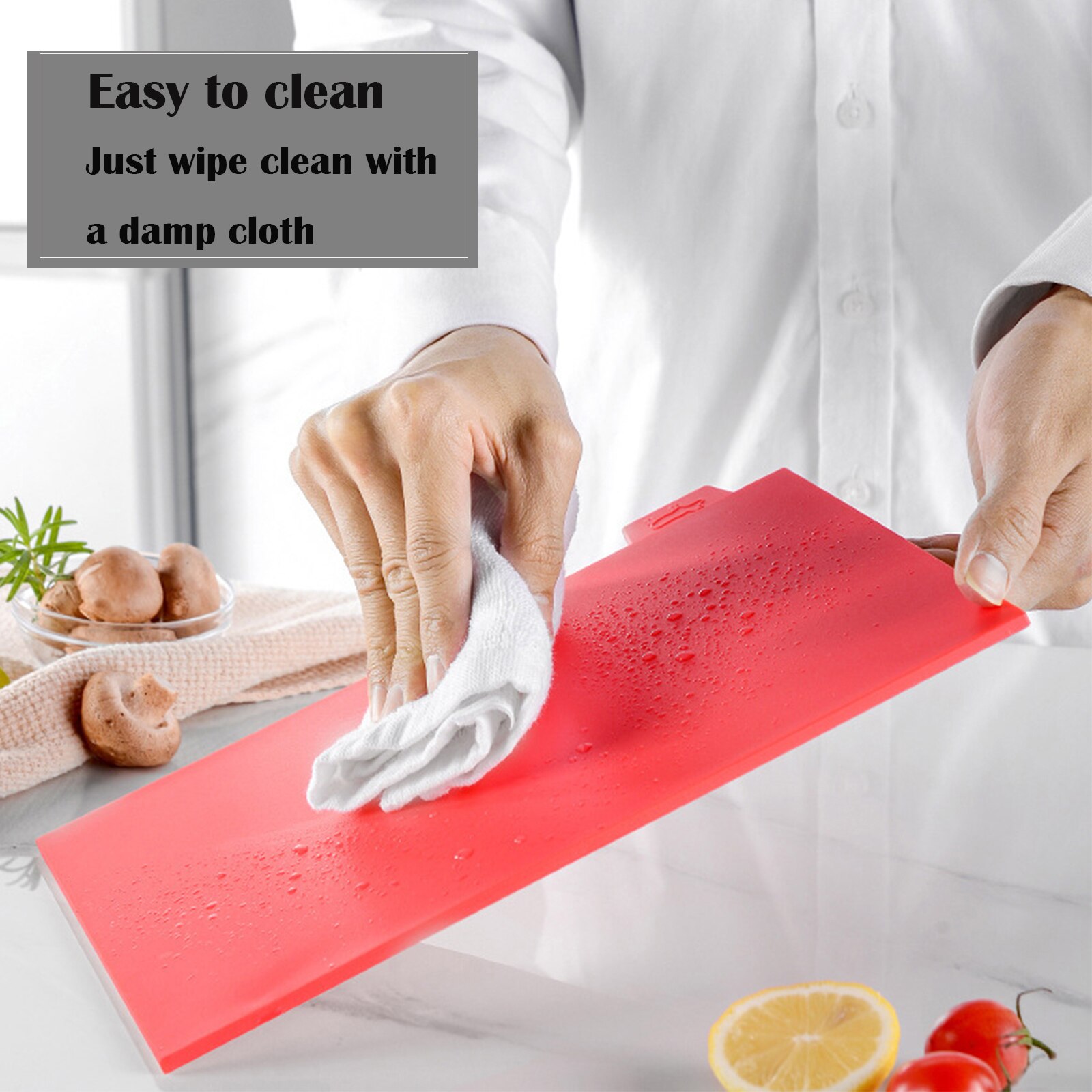 Chopping Board Set 4 PCS Index Colour Coded Plastic Cutting Boards with Storage Stand, Non Slip Cutting Board Sets