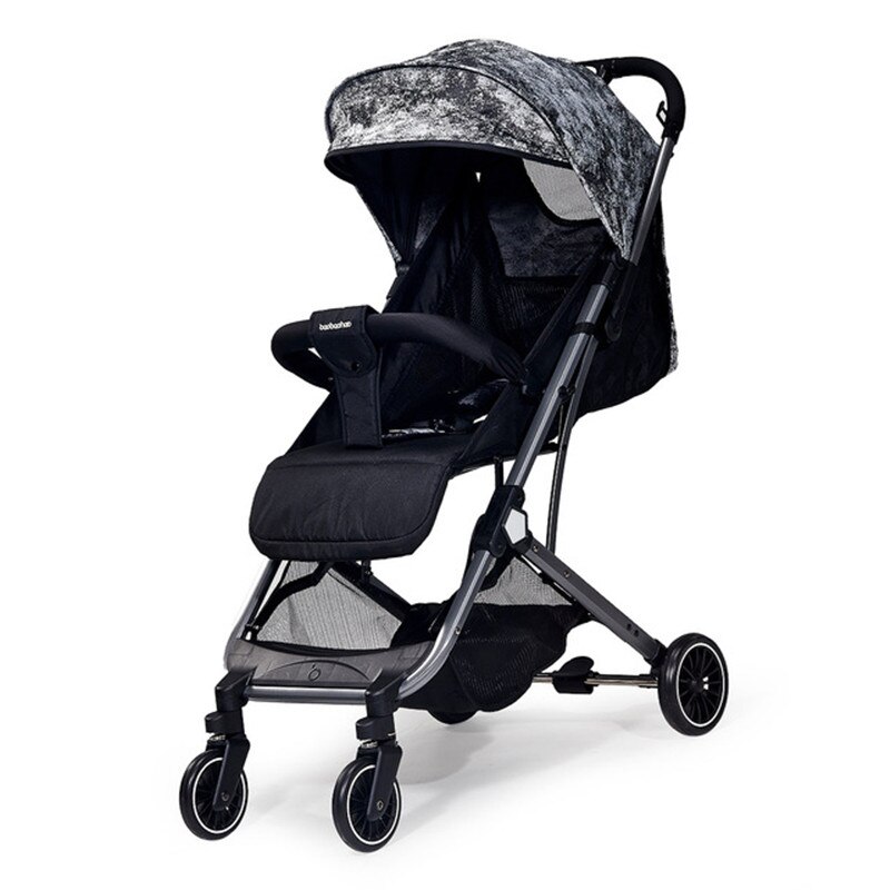 Carrito de bebé ultraligero, carrito de cuatro ruedas que se puede poner y doblar en un bebé portátil: Gris oscuro